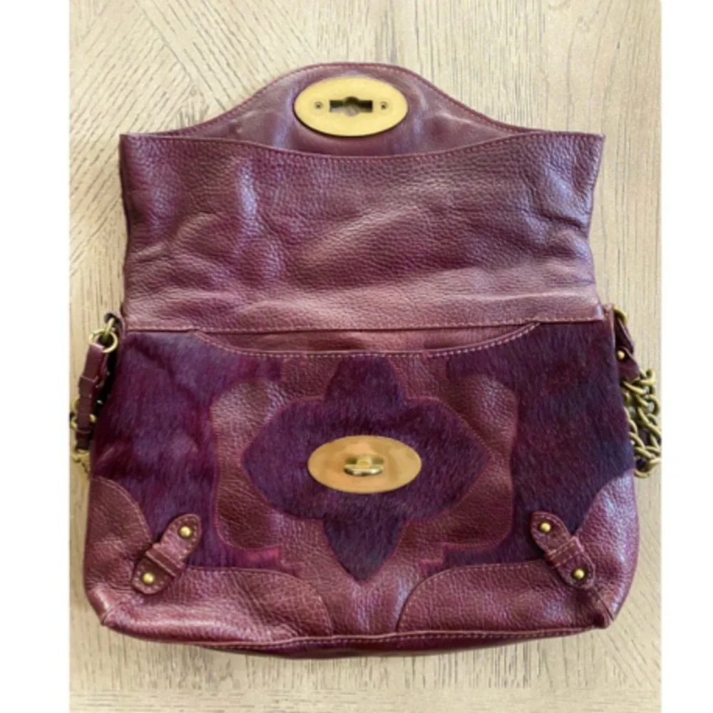 Authentic Rare Vintage burgundy/brown Lockheart fur & leather shoulder bag. Mint - Picture 2 of 9